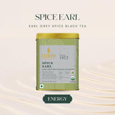 Luxmi Estates Spice Earl Grey Black Tea Blend - 100gm Tin, 3.5 Ounce | USDA Certified Organic Tea - Caffeinated Herbal Tea | Made With Cinnamon, Cardamom, Cloves, Black Pepper